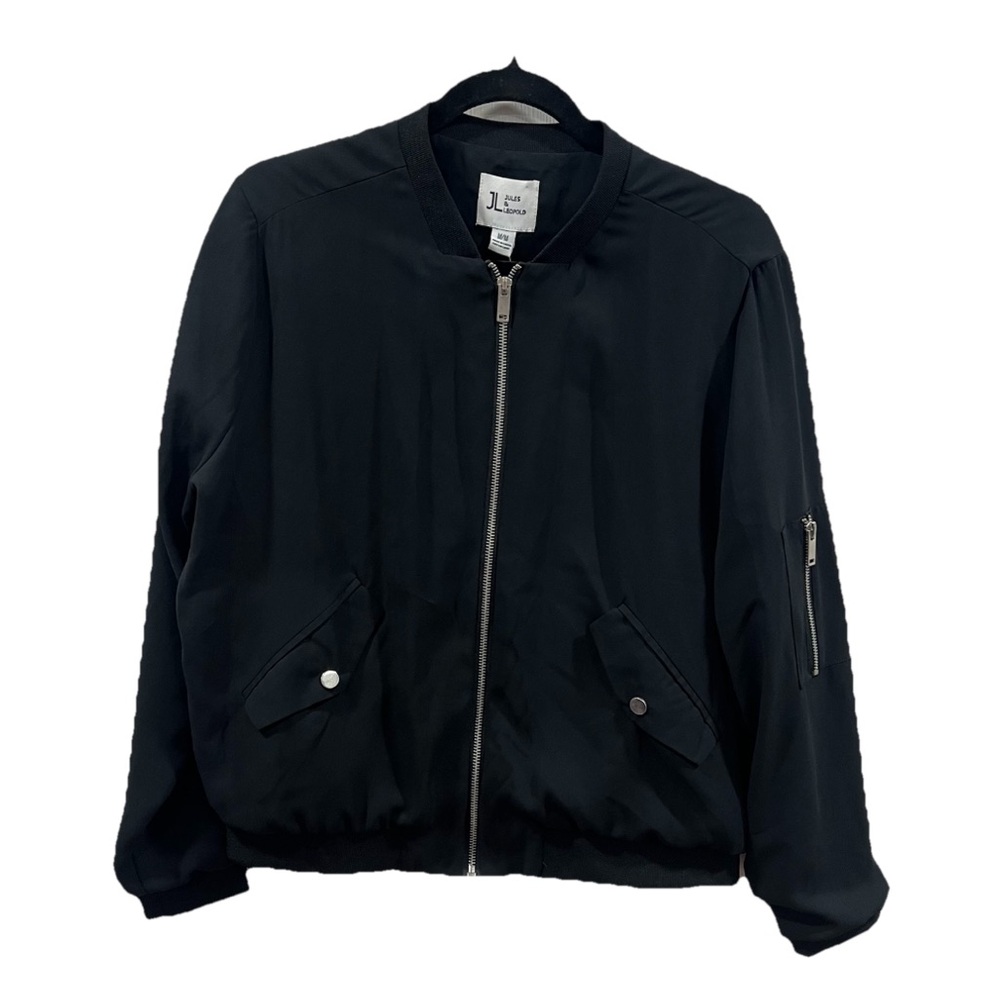 Jules & Leopold Lightweight Bomber Jacket Black Full Zip Size Medium NWT